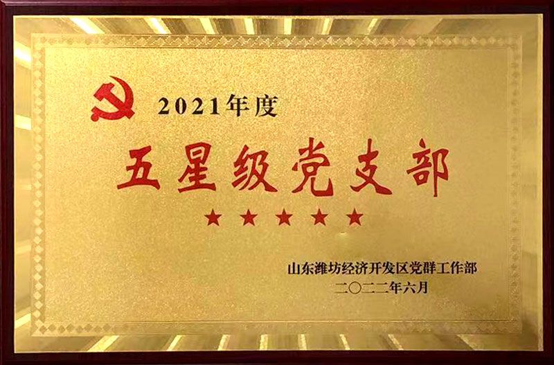 華全集團(tuán)黨支部被山東濰坊經(jīng)濟(jì)開發(fā)區(qū)黨群工作部評為2021年度五星級黨支部