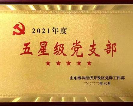 喜訊！華全集團黨支部被評為濰坊經濟開發區五星級黨支部